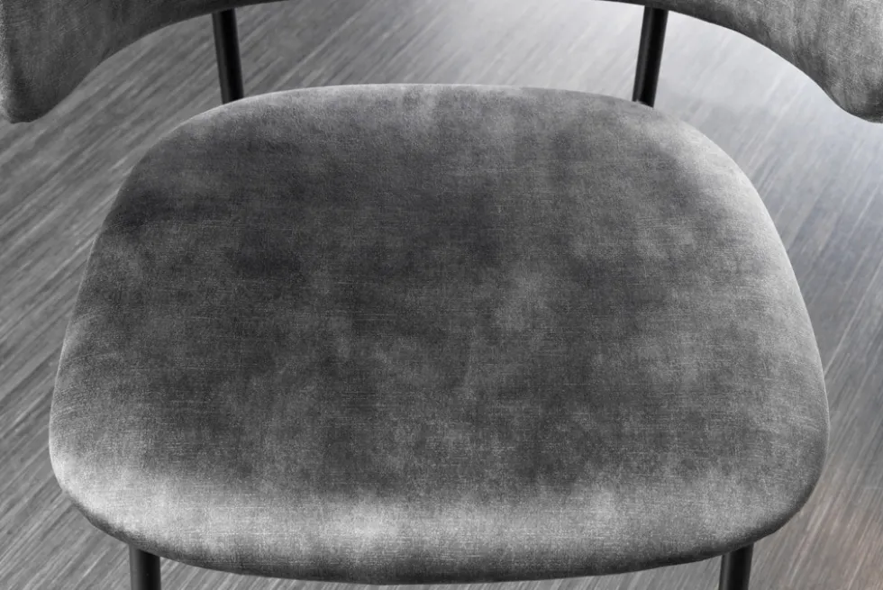 Design Stuhl VOGUE grau Samt schwarze Metallbeine