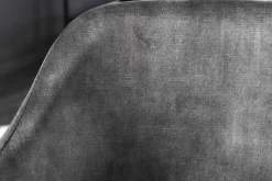 Design Stuhl VOGUE grau Samt schwarze Metallbeine