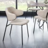 Design Stuhl VOGUE greige Bouclé schwarze Metallbeine