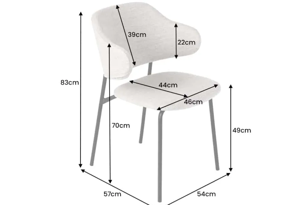 Design Stuhl VOGUE greige Bouclé schwarze Metallbeine