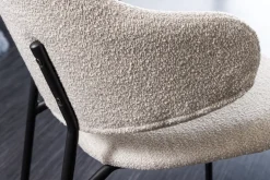 Design Stuhl VOGUE greige Bouclé schwarze Metallbeine
