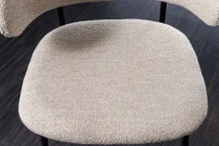 Design Stuhl VOGUE greige Bouclé schwarze Metallbeine