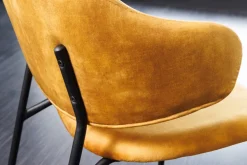 Design Stuhl VOGUE senfgelb Samt schwarze Metallbeine