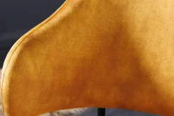 Design Stuhl VOGUE senfgelb Samt schwarze Metallbeine