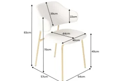 Design Stuhl VOGUE weiß Bouclé goldene Metallbeine