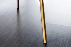 Design Stuhl VOGUE weiß Bouclé goldene Metallbeine