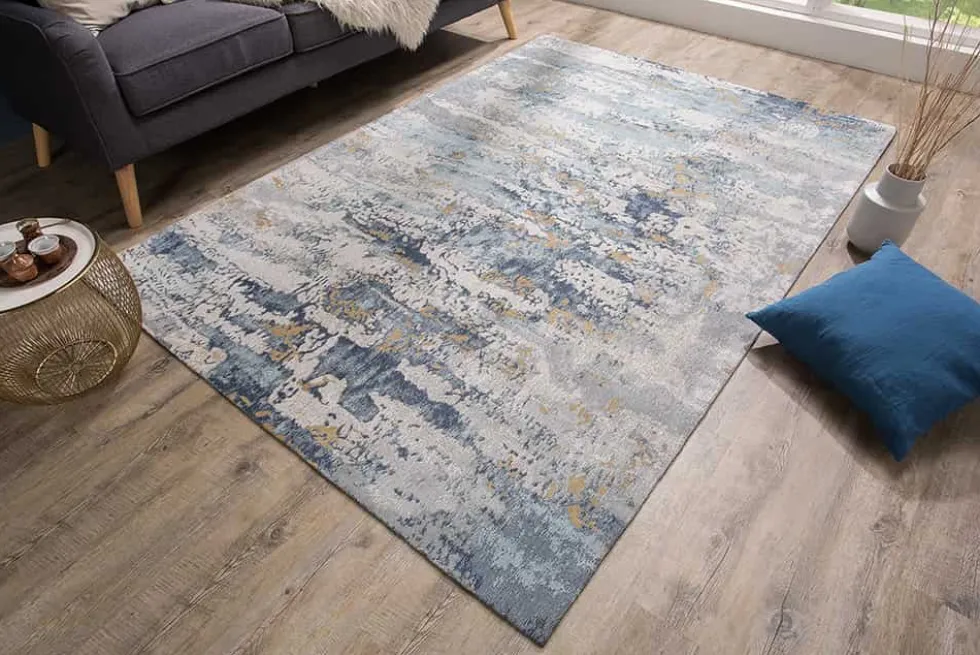 Design Teppich ABSTRAKT 240x160cm blau Baumwolle