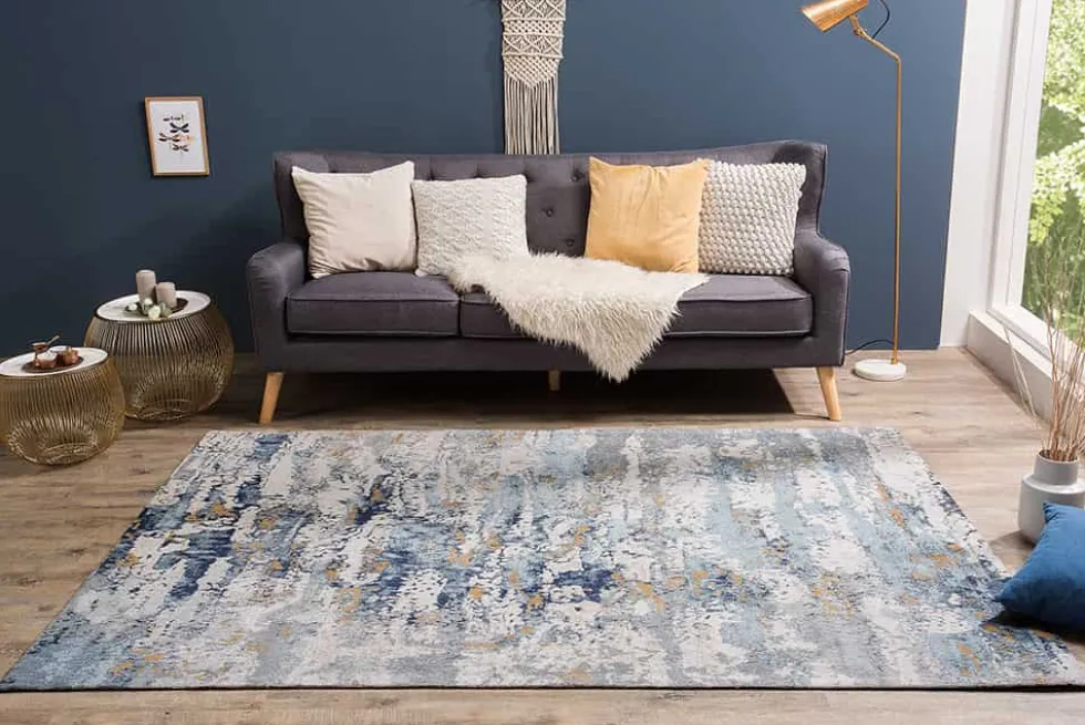 Design Teppich ABSTRAKT 240x160cm blau Baumwolle