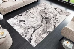 Design Teppich ART RUGS 230x160cm weiß grau Flachgewebe Indoor