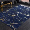 Design Teppich MARBLE 240x160cm königsblau gold Marmor-Optik Flachgewebe