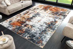 Design Teppich MODERN ART 230x160cm grau kupfer Kurzflor Indoor-Teppich