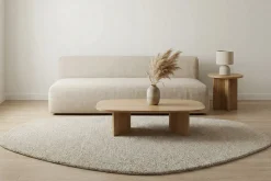 Design Teppich ORGANIC 180x120cm taupe Hochflor Indoor-Teppich organische Form