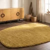 Design Teppich ORGANIC 180x120cm senfgelb Hochflor Indoor-Teppich organische Form