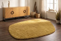 Design Teppich ORGANIC 180x120cm senfgelb Hochflor Indoor-Teppich organische Form
