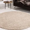Design Teppich WOOL 150cm beige rund Wolle Handarbeit