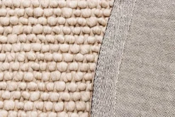 Design Teppich WOOL 150cm beige rund Wolle Handarbeit