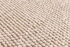 Design Teppich WOOL 150cm beige rund Wolle Handarbeit