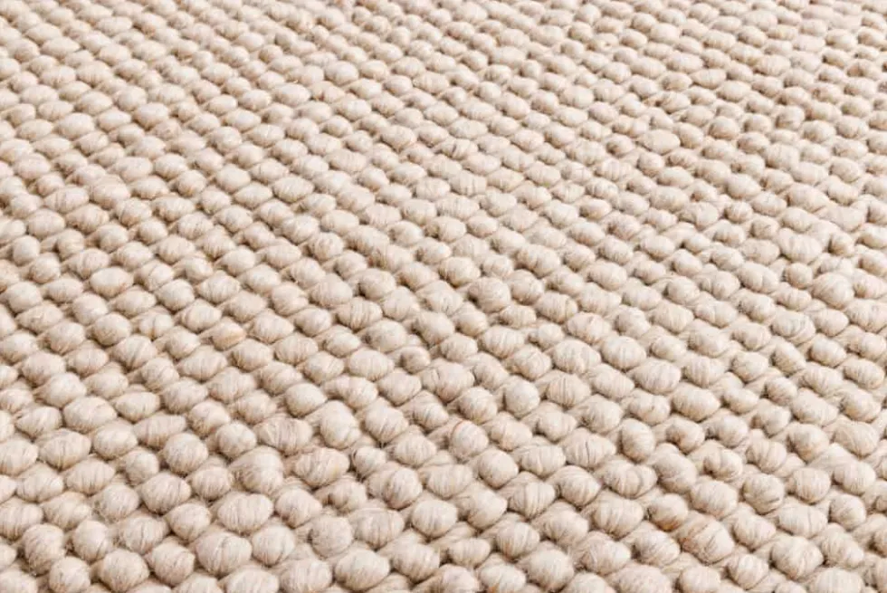 Design Teppich WOOL 150cm beige rund Wolle Handarbeit