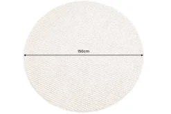 Design Teppich WOOL 150cm beige rund Wolle Handarbeit
