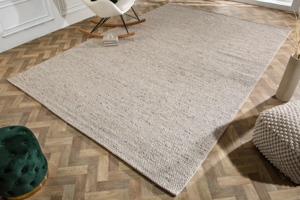 Design Teppich WOOL XXL 350x240cm silbergrau aus Wolle