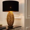 Design Tischlampe ABSTRACT LEAF gold Metall schwarz Marmorfuß handmade