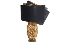 Design Tischlampe ABSTRACT LEAF gold Metall schwarz Marmorfuß handmade