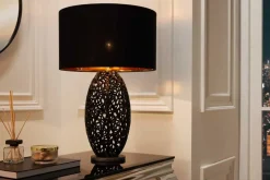 Design Tischlampe ABSTRACT LEAF schwarz Metall Marmorfuß handmade