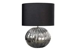 Design Tischlampe ABSTRACT 50cm silber schwarz Metall Stoffschirm handmade