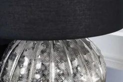 Design Tischlampe ABSTRACT 50cm silber schwarz Metall Stoffschirm handmade