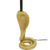 Design Tischlampe COBRA 65cm gold Schlangen Skulptur schwarzer Stoffschirm