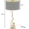 Design Tischlampe COBRA 110cm gold Schlangen Skulptur schwarzer Stoffschirm