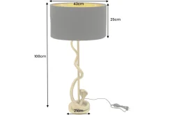Design Tischlampe COBRA 110cm gold Schlangen Skulptur schwarzer Stoffschirm