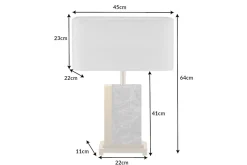 Design Tischlampe ELEGANCIA 65cm gold grau Stoffschirm Marmor