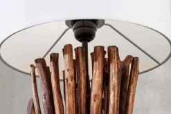 Design Tischlampe EUPHORIA 60cm natur weiß rund Massivholz handgearbeitet