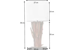 Design Tischlampe EUPHORIA 60cm natur weiß rund Massivholz handgearbeitet