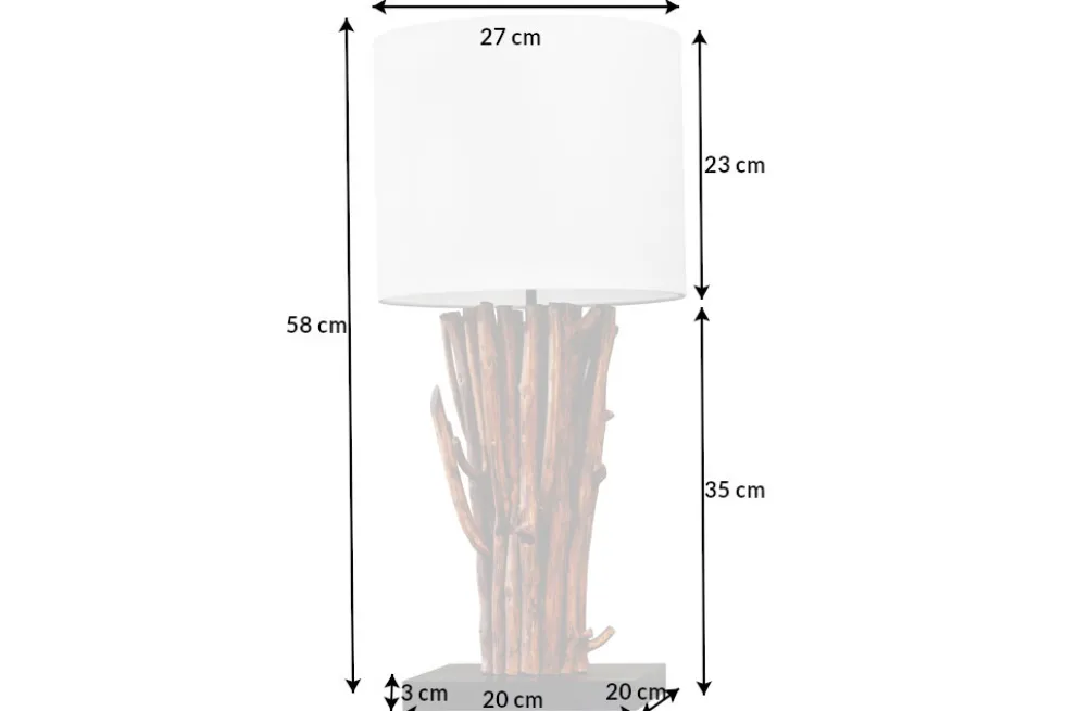 Design Tischlampe EUPHORIA 60cm natur weiß rund Massivholz handgearbeitet