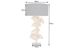 Design Tischlampe GINKGO 70cm schwarz Stoffschirm gold Metall handmade Marmor-Fuß