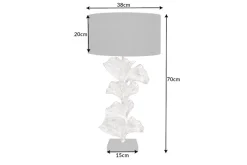 Design Tischlampe GINKGO 70cm schwarz Stoffschirm silber Metall handmade Marmor-Fuß
