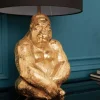 Design Tischlampe KONG 60cm gold Metall Affenlampe schwarzer Lampenschirm