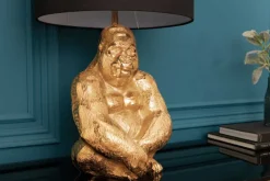 Design Tischlampe KONG 60cm gold Metall Affenlampe schwarzer Lampenschirm
