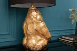 Design Tischlampe KONG 60cm gold Metall Affenlampe schwarzer Lampenschirm