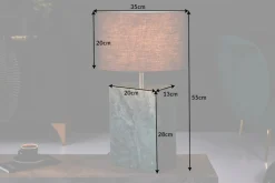 Design Tischlampe NOBLE 55cm grün Marmorfuß Stoffschirm