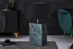 Design Tischlampe NOBLE 55cm grün Marmorfuß Stoffschirm