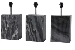 Design Tischlampe NOBLE 55cm schwarz Marmorfuß Stoffschirm