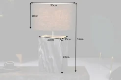 Design Tischlampe NOBLE 55cm schwarz Marmorfuß Stoffschirm