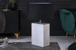 Design Tischlampe NOBLE 55cm weiß Marmorfuß Stoffschirm