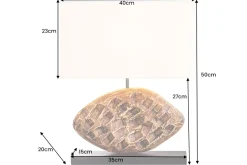 Design Tischlampe REEF 50cm Regenbaum Massivholz handmade Baumwollschirm weiß