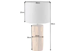 Design Tischlampe ROOTS 60cm Treibholz Leinenschirm grau handmade