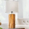 Design Tischlampe ROOTS 60cm Treibholz Leinenschirm beige handmade