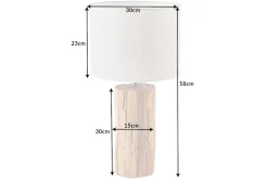 Design Tischlampe ROOTS 60cm Treibholz Leinenschirm beige handmade